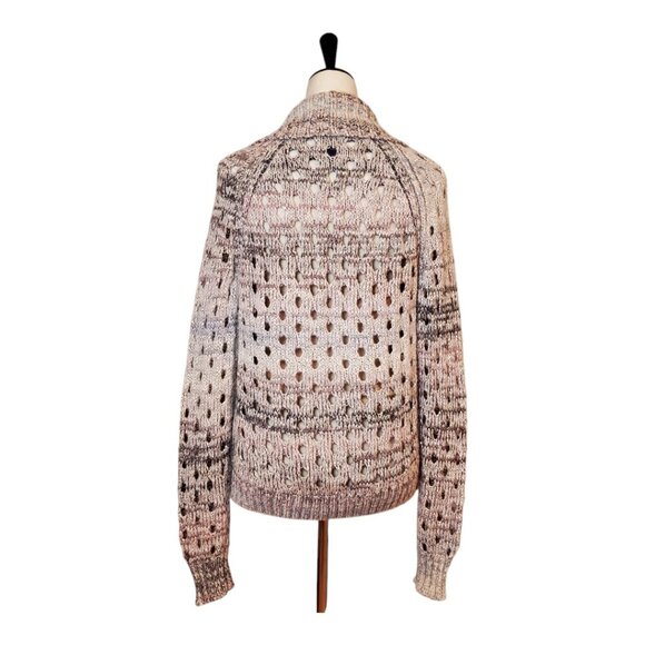 AMERICAN EAGLE SZ M Open Weave, Open Front Metallic Purple Gray Cardigan Sweater - Picture 4 of 7